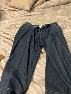 J. Jill Navy Blue Drawstring Denim Capris